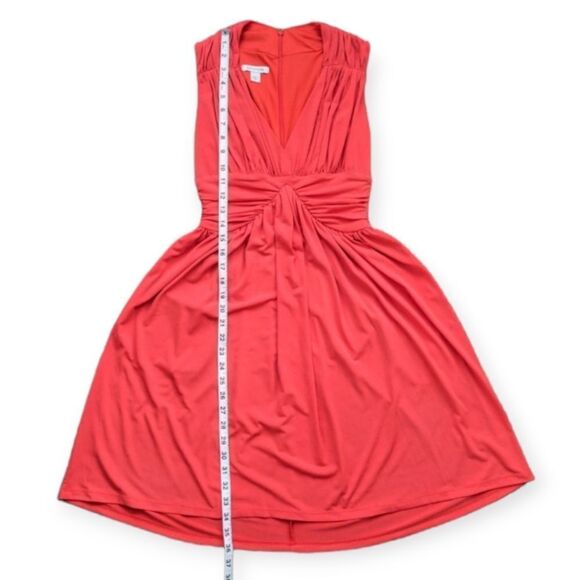 Boston Proper Flowy Ruched Sleeveless Orange Midi Dress - Picture 7 of 9
